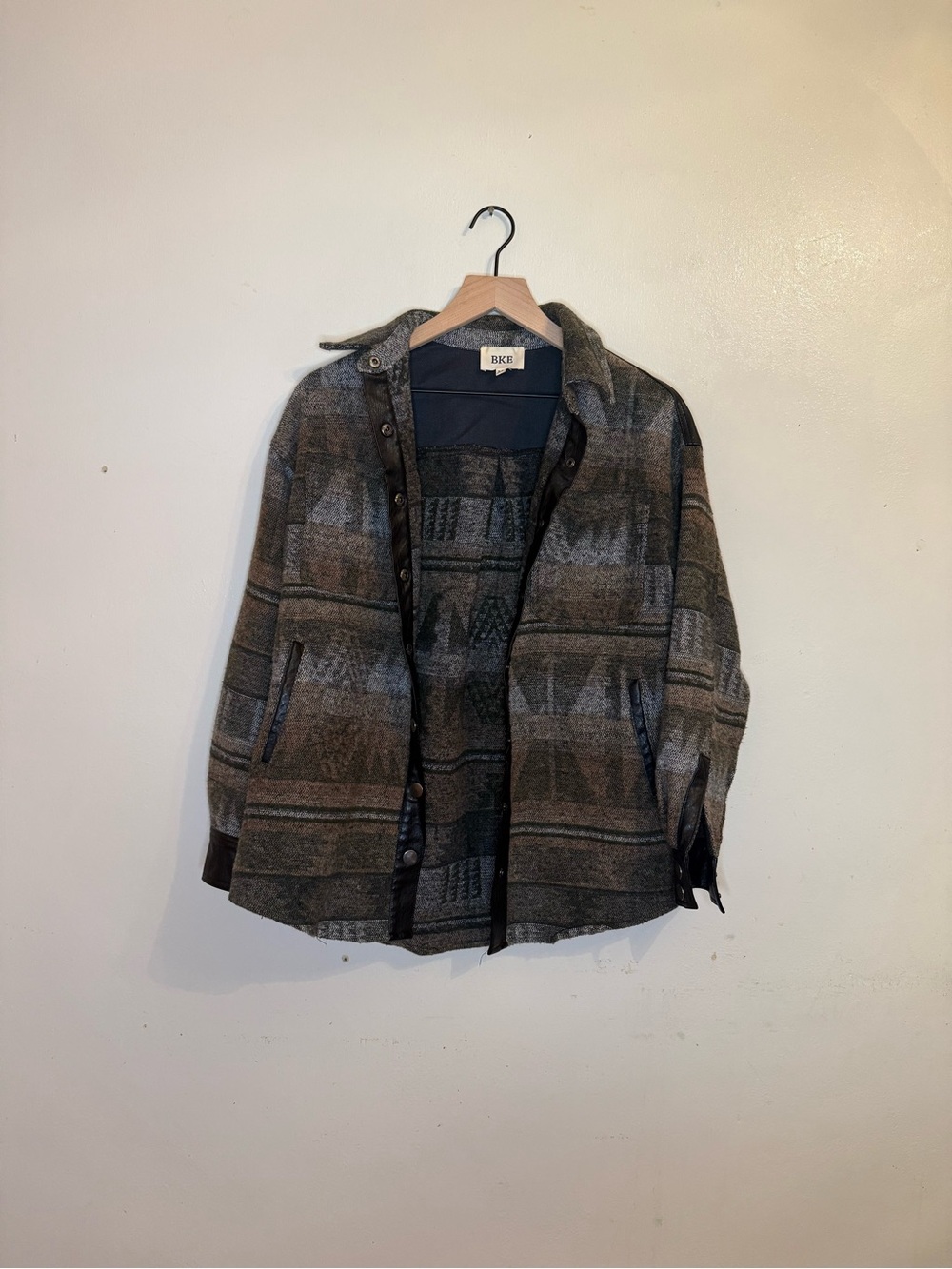 BKE Brown & Gray Patterned Utility Jacket